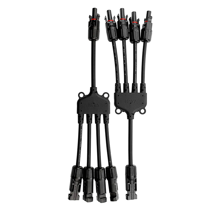 ACOPOWER 1 to 4 Solar Y Branch Connectors, 1 Pair M/FFFF + F/MMMM Y Branch Parallel Adapter