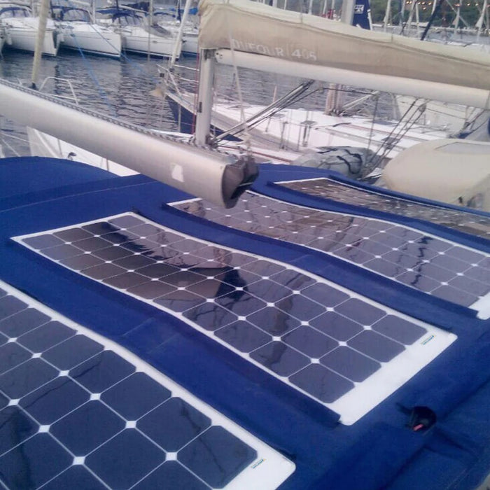 ACOPower 110w 12v Flexible Thin lightweight ETFE Solar Panel with Connector Display On Ship