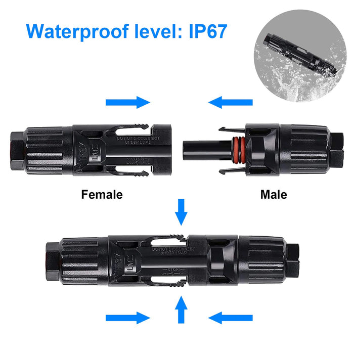 ACOPOWER 1 Pairs PV Connector Male/Female Solar Panel Cable Waterproof Connectors