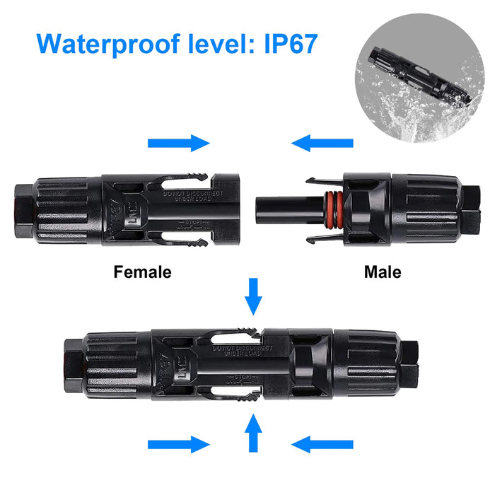 ACOPOWER 3 Pairs PV Connectors, Male/Female Waterproof Solar Panel Cable Connectors