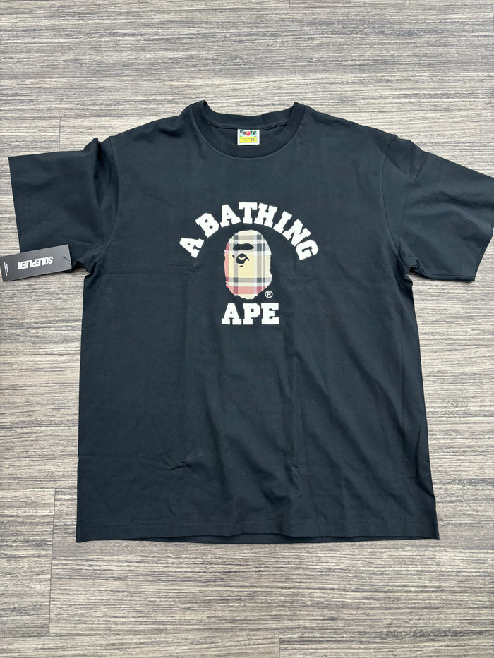 BAPE A Bathing Ape Check by Bathing Tee Black/Beige
