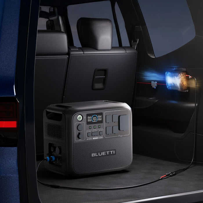BLUETTI Charger 1 Recharging A Bluetti Power Station In The Back Of A Vehicle