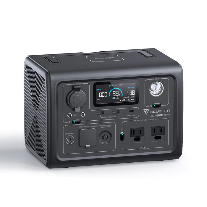 BLUETTI EB3A Portable Power Station | Gray | 600 Watts | 268Wh