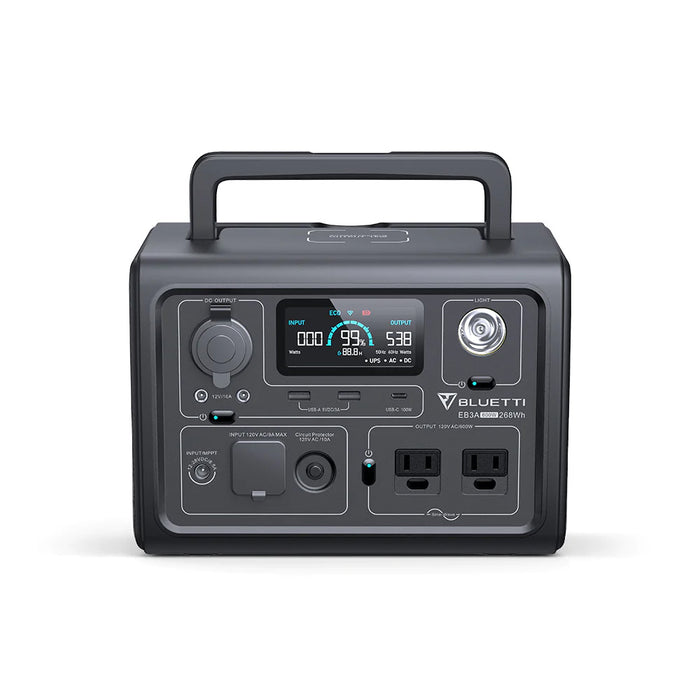 BLUETTI EB3A Portable Power Station | Gray | 600 Watts | 268Wh