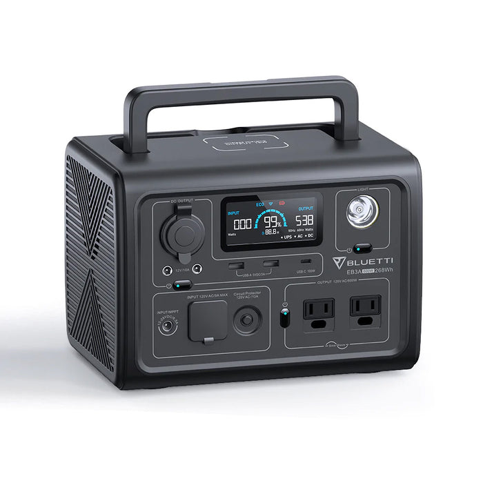 BLUETTI EB3A Portable Power Station | Gray | 600 Watts | 268Wh