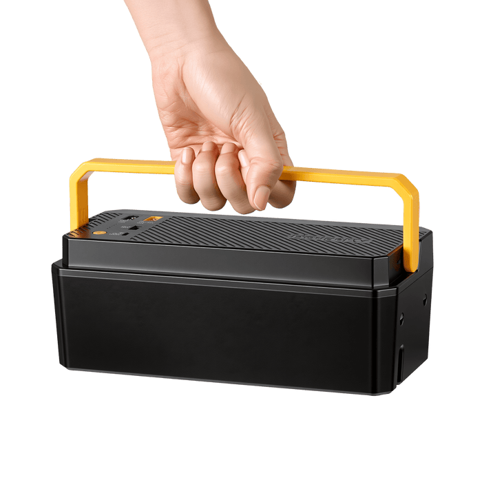 BougeRV 240Wh Detachable Battery for Fridge Being Held by Someone