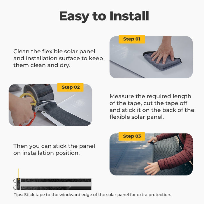 BougeRV Flexible Solar Panel Waterproof Butyl Rubber Tape - easy to install