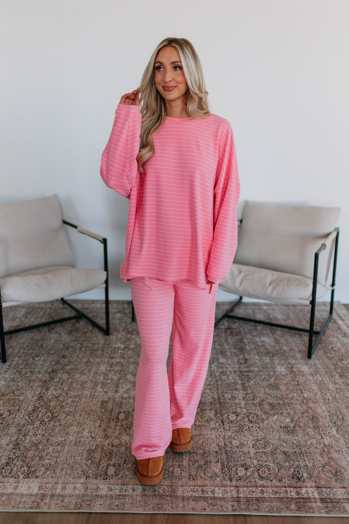 Cayla Striped Top - Flamingo Mix