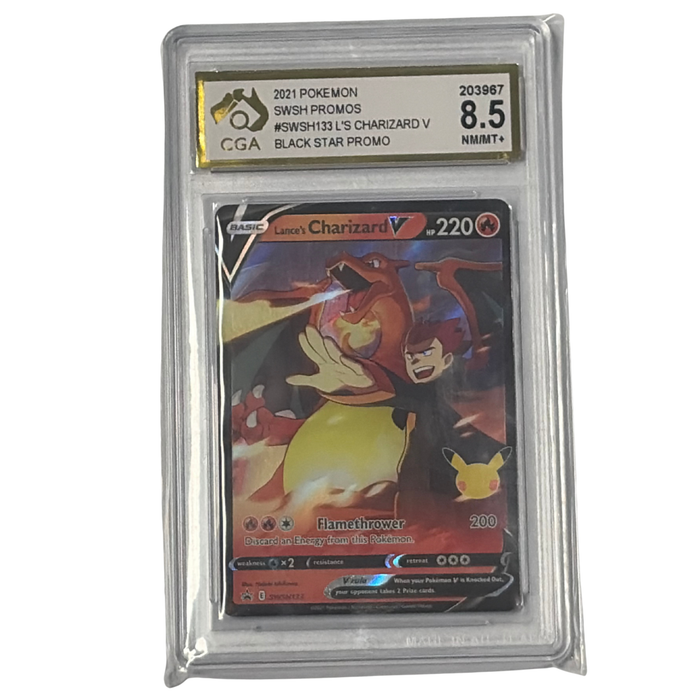 CGA Graded Pokemon SWSH Black Star Promo - #SWSH133 Lance's Charizard V - Graded 8.5