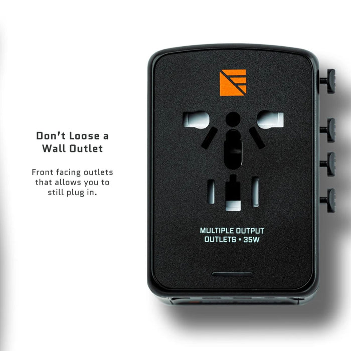 Dark Energy Int'l Wall Adapter - Front facing outlets that allows you to still plug in
