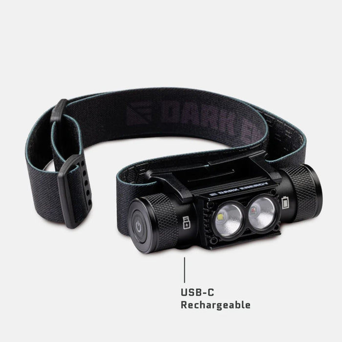 Dark Energy Oracle Headlamp - 900 Lumens Black - USB-C Rechargeable