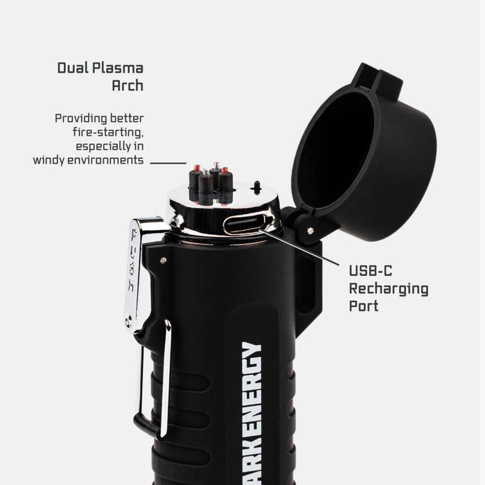 Dark Energy Plasma Lighter Black Dual Plasma Arch and USB C Recharging Port