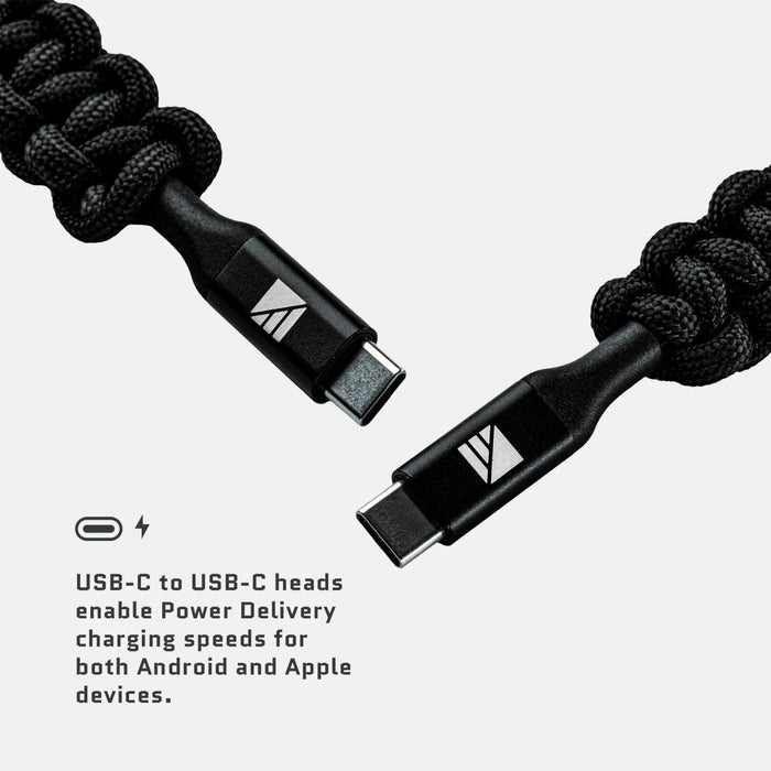 Dark Energy USB-C to USB-C Cable - Black USB-C to USB-C heads