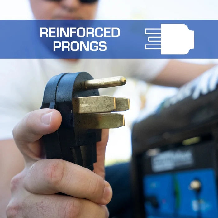 The DuroMax 50-Amp 25-Foot 6-Gauge Generator Power Cord Has Reinforced Prongs