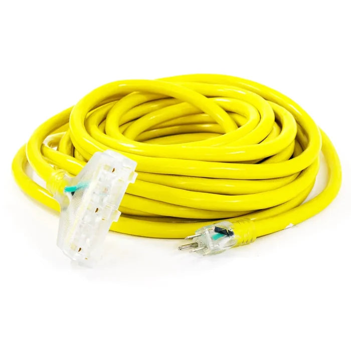 DuroMax 50-Foot 10 Gauge Triple Tap Extension Power Cord Coiled Up