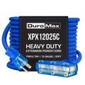 DuroMax XPX12025C Heavy Duty SJEOOW 25-Foot 12 Gauge Blue Triple Tap Extension Power Cords