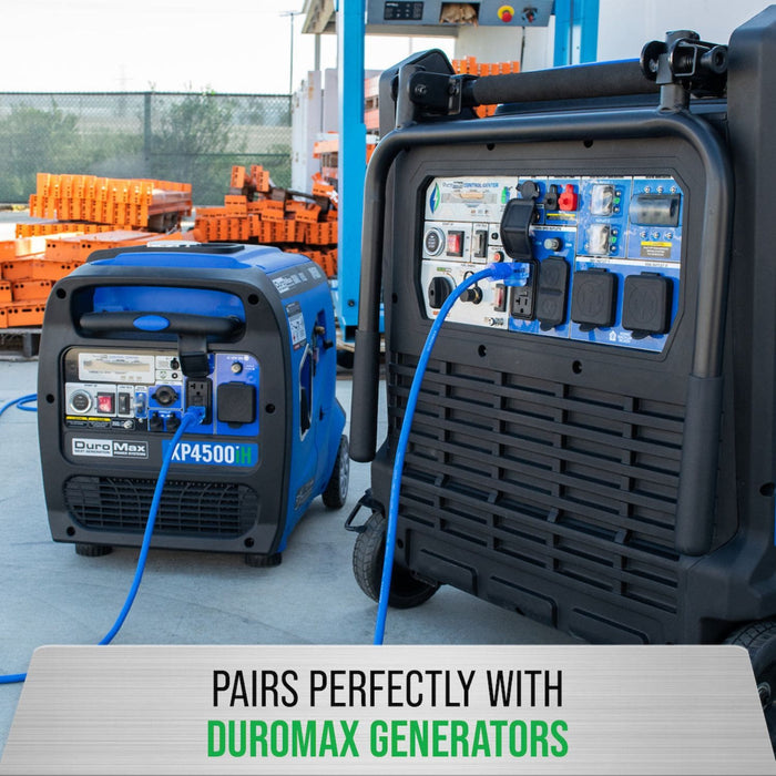 The DuroMax XPX12100A Heavy Duty SJEOOW 100-Foot 12 Gauge Power Cord Pairs Perfectly With DuroMax Generators