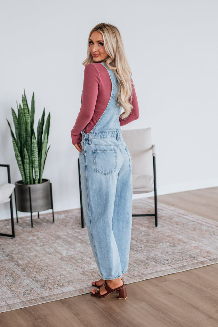 Dylan Hidden Denim Overalls - Light Wash