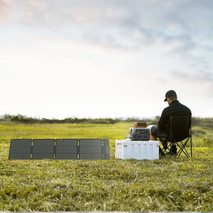 EcoFlow 60W Portable Solar Panel  in the field connected to the portable station