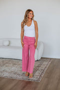 Linsley Wide Leg Pants - Raspberry