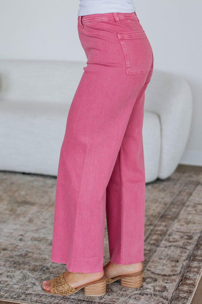 Linsley Wide Leg Pants - Raspberry