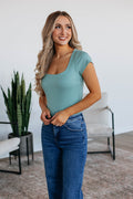 Nicola Ribbed Bodysuit - Dusty Sage