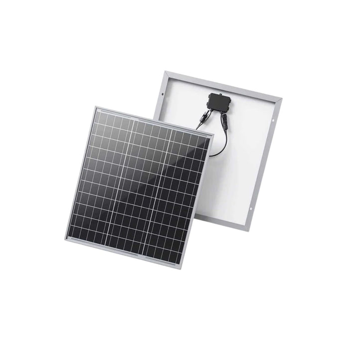 Renogy Monocrystalline 50W 12V Solar Panel with a black grid pattern on a white background