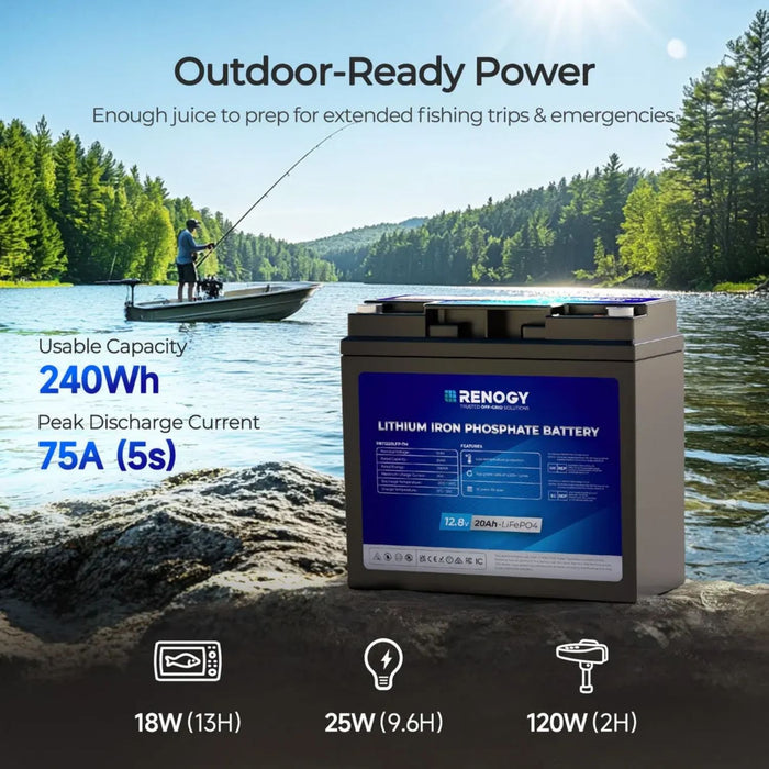Renogy Mini Size 12V 20Ah Trolling Motor Lithium Iron Phosphate Battery