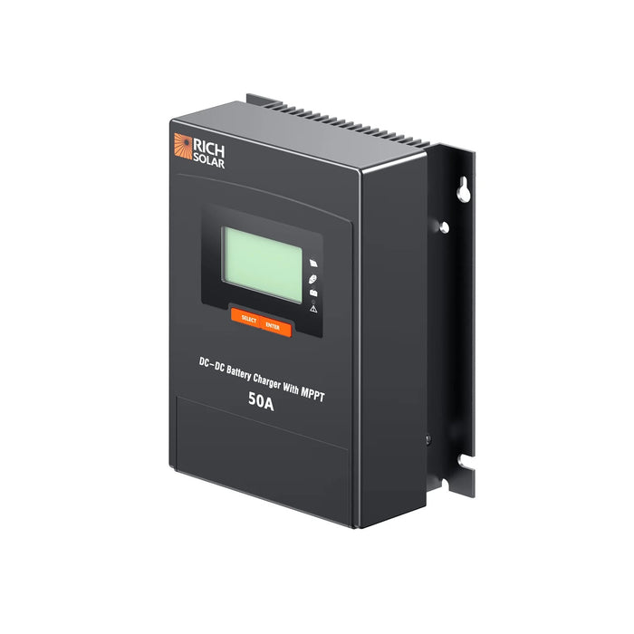Rich Solar 50 Amp DC to DC Lithium Battery Alternator Charger with MPPT Head With Right View