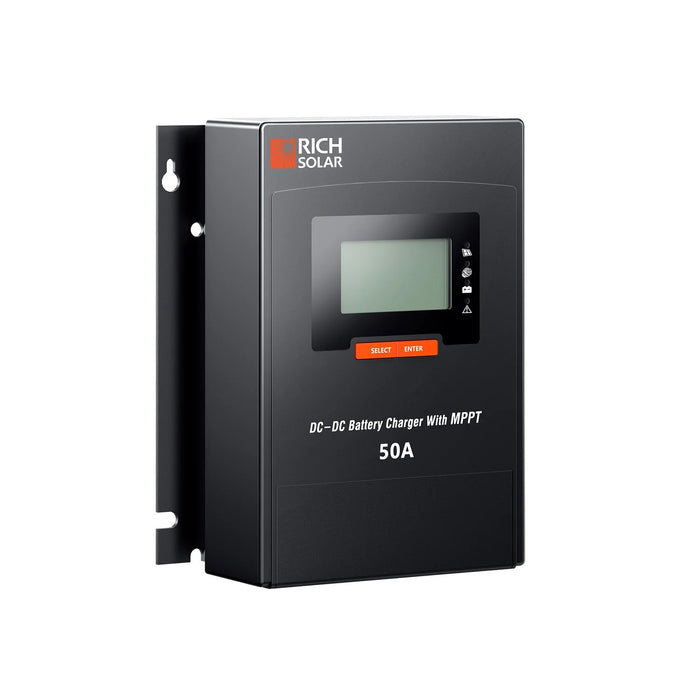 Rich Solar 50 Amp DC to DC Lithium Battery Alternator Charger with MPPT Left View