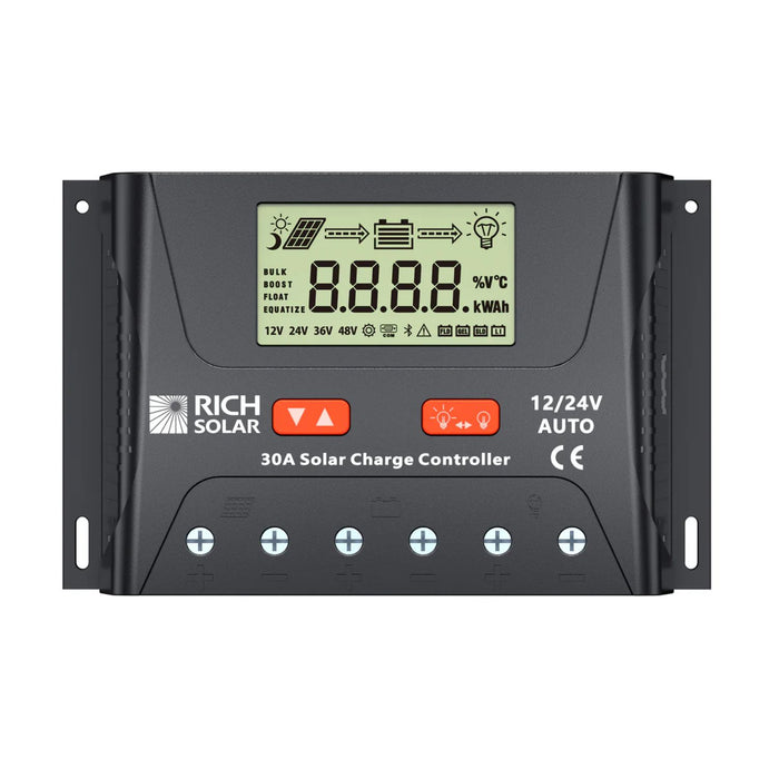 Rich Solar BRAVO LEGEND 30 Amp PWM Solar Charge Controller Front View