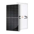 Front and back view of Rich Solar MEGA 220 Watt Solar Panel showing its design and features