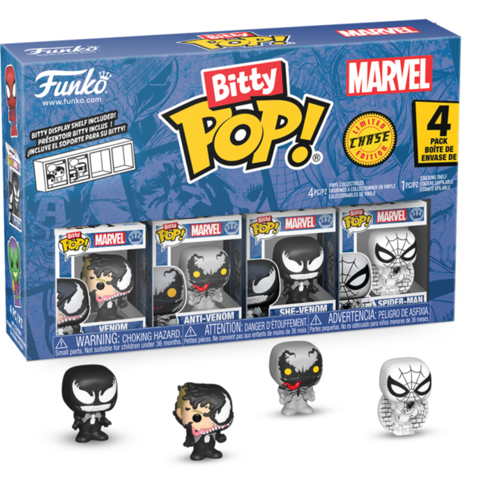 Spider-Man - Venom, Anti-Venom, She-Venom & Mystery Chase Bitty Pop! Vinyl Figure 4-Pack