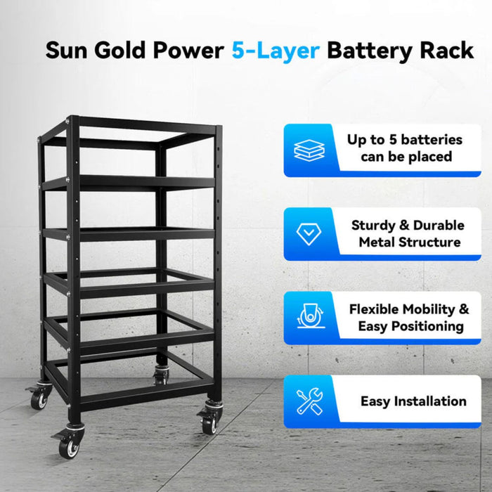 SunGold Power 5-Layer Battery Rack for 3U Server Rack Battery Features