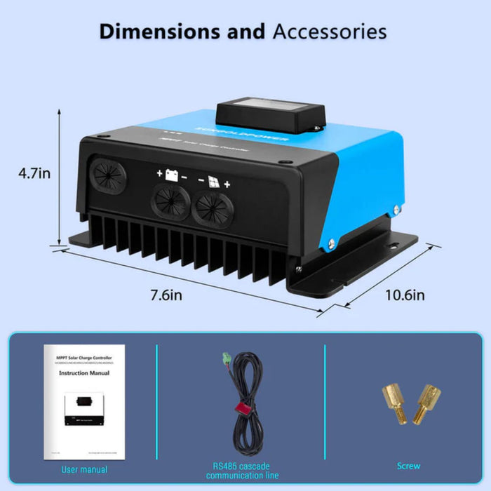 SunGold Power 60 Amp MPPT Solar Charge Controller Dimensions