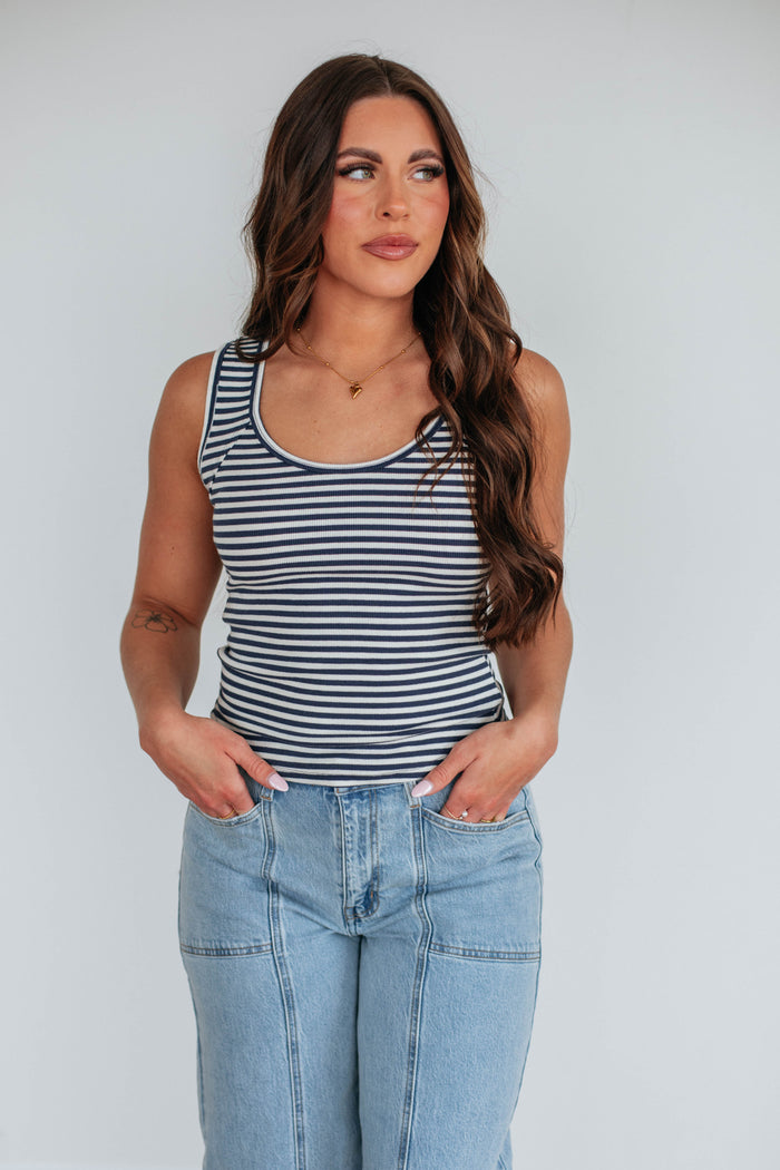 Theo Striped Tank - Navy Mix