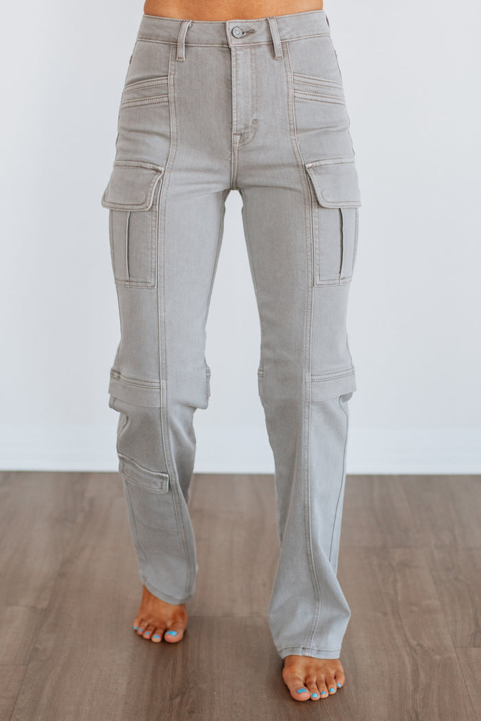 Tracey Hidden Cargo Jeans - Gravel
