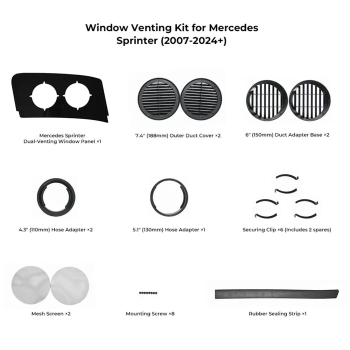 ZERO BREEZE Portable AC Window Venting Kit for Mercedes Sprinter